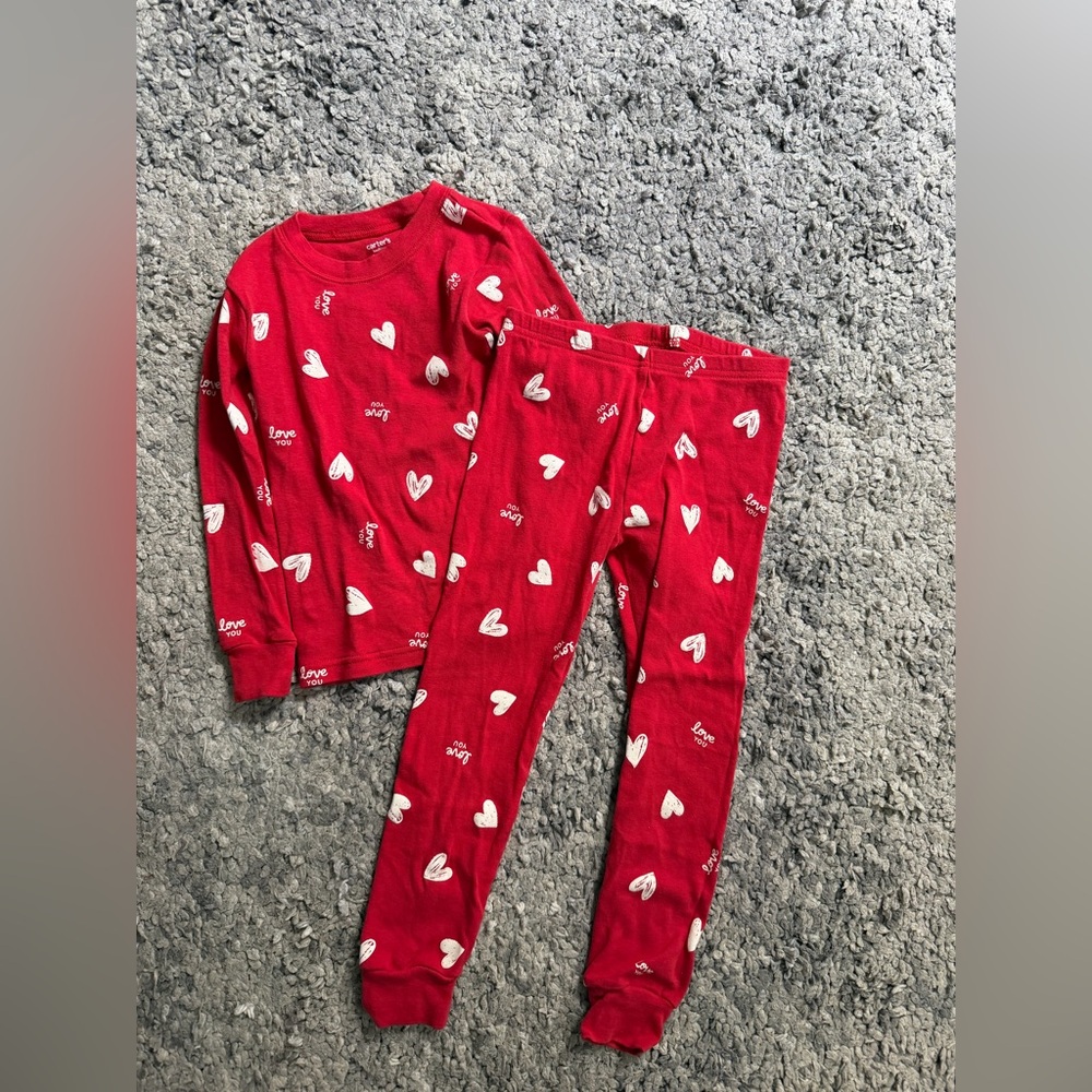 Carter's Red Heart Print Kids Pajama Set